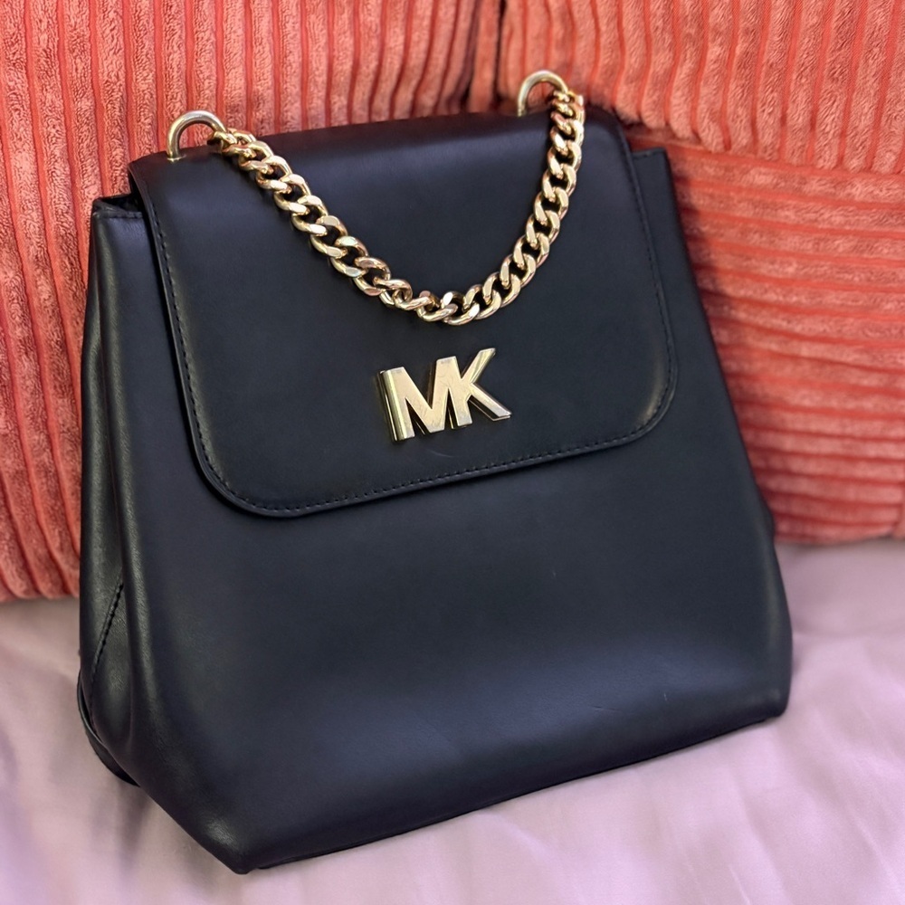Michael Kors Black Leather Chain-Handle Shoulder Bag